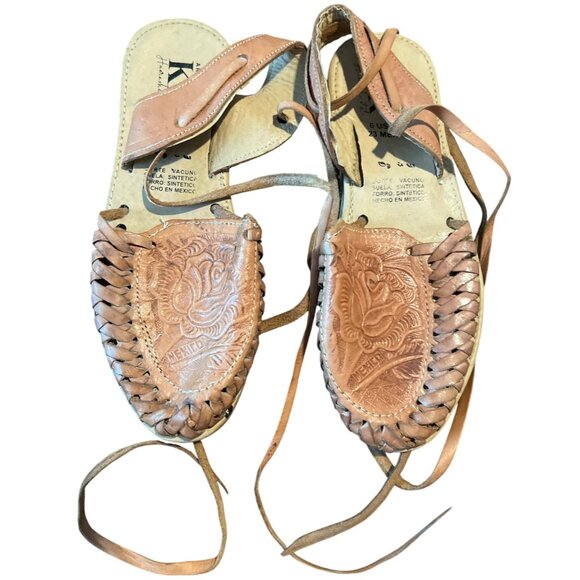 Artesanias KR Womens Huarache Style Leather Sandals Size 6 USA - Picture 1 of 7